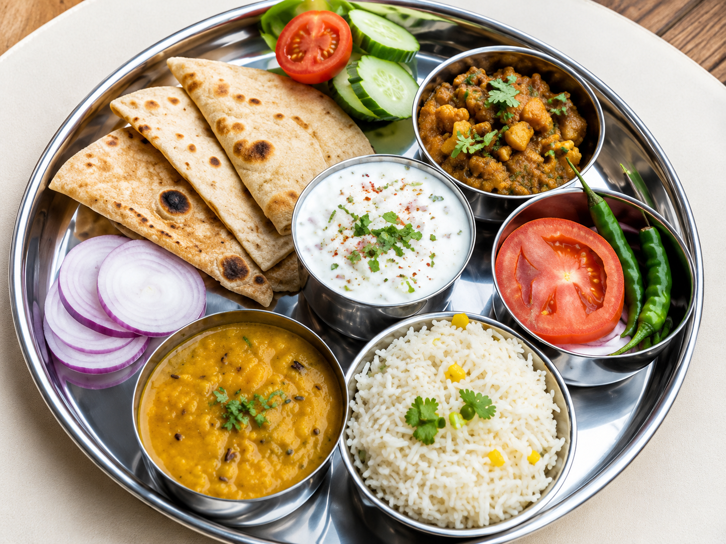 Maharashtrian Local Thali at Hotel Kalamjai
