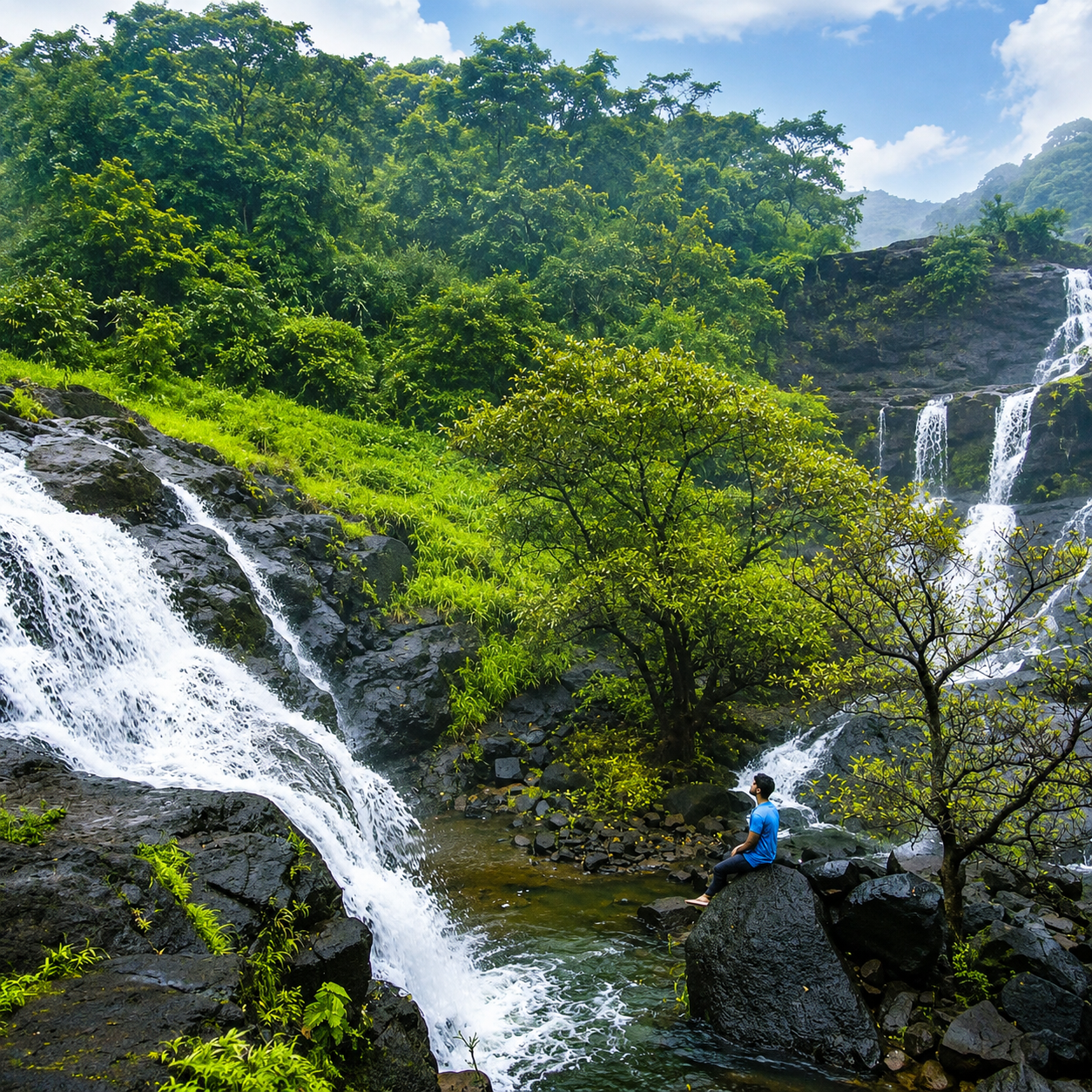 Monsoon waterfall in Khireshwar village area
